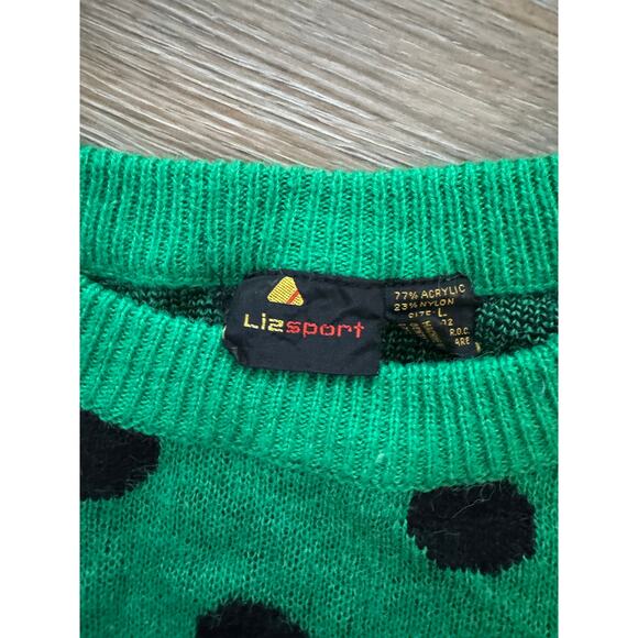 Vintage Green Polkadot Graphic Sweater | Liz Sport 1990s - Picture 2 of 5